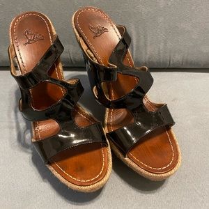 Christian Louboutin 120mm Wedge Heels in Black Leather